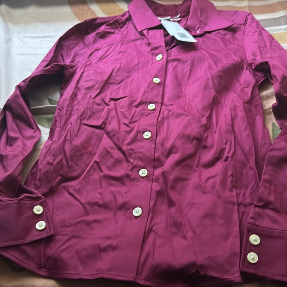 Banana Republic Magenta Long Sleeve Collared Button Down - Picture 3 of 10